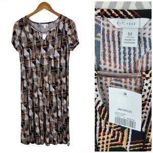 NEW Est Shirt Dress size Medium Party Stretch Pleated Casual Geometric Black Red